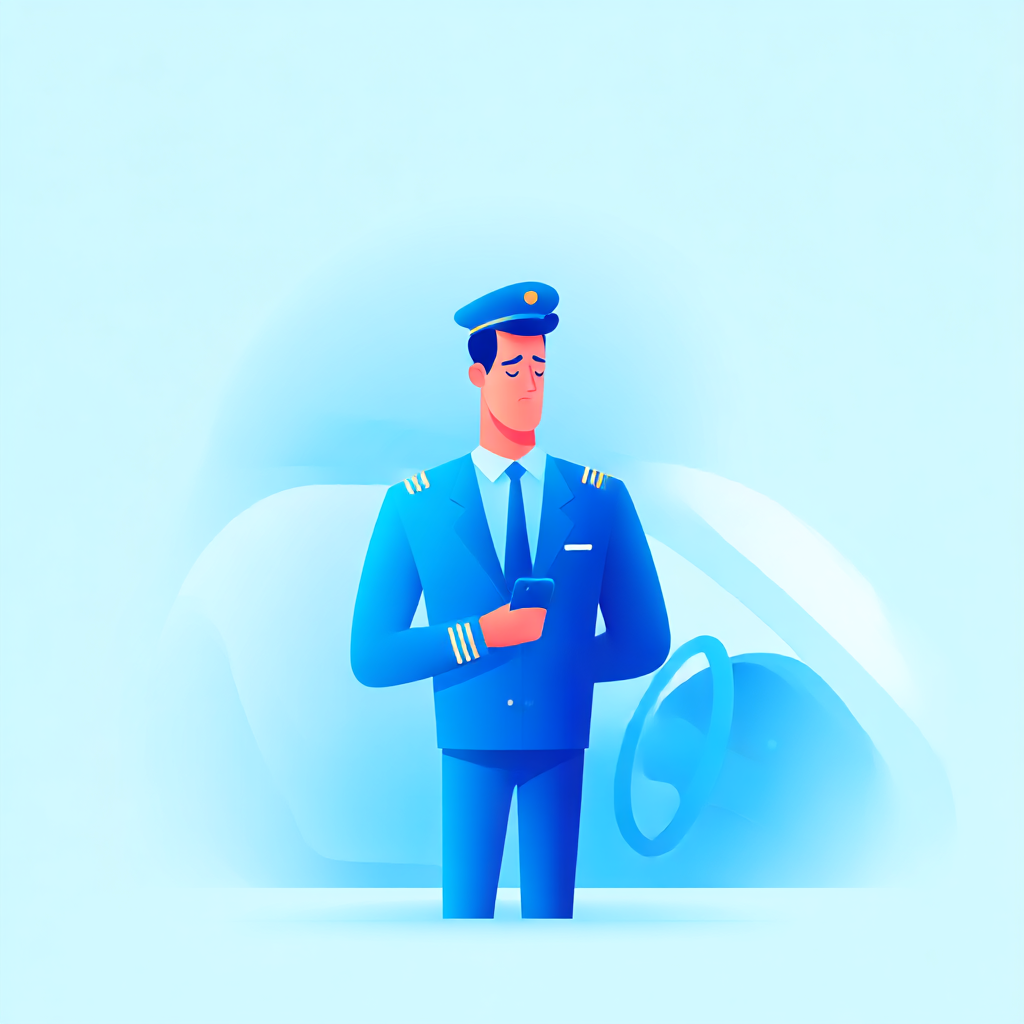 Pilot checking phone while driving